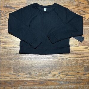90 Degree By Reflex Black Crop Crew Neck Top